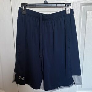Under Armour Men's Dark Blue and Gray Athletic Shorts